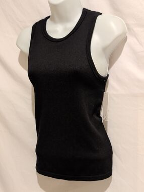 LC Couture Woman Black Ribbed Tank Top Size L